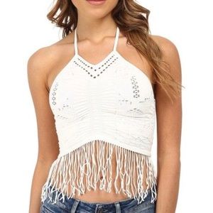 Free People Bella Coachella Fringe Halter Top XS/S